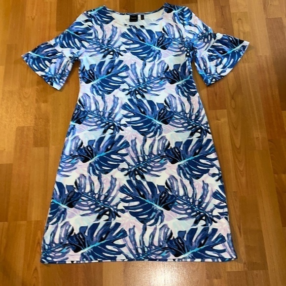 Rafaella women’s palm print purple and blue dress size medium - Picture 2 of 7